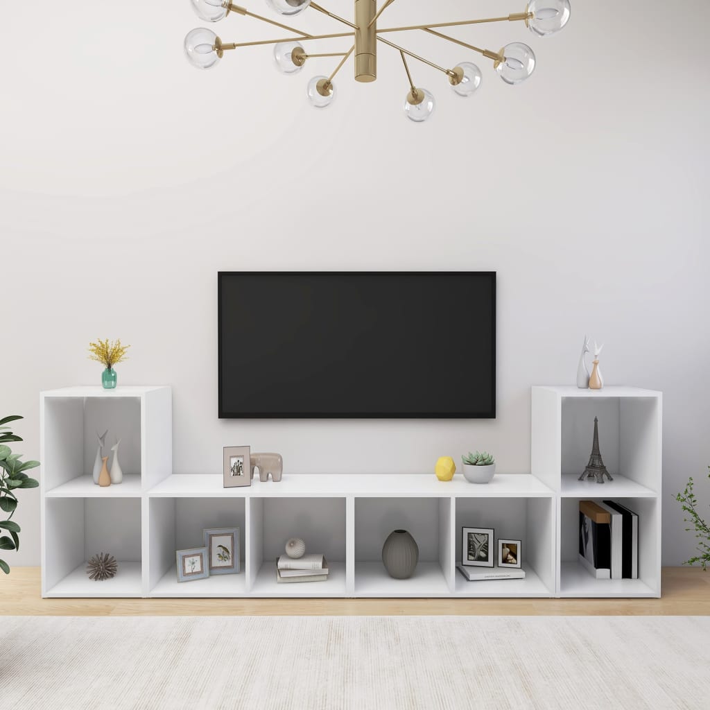 vidaXL Szafki TV, 4 szt., białe, 72x35x36,5 cm, płyta wiórowa