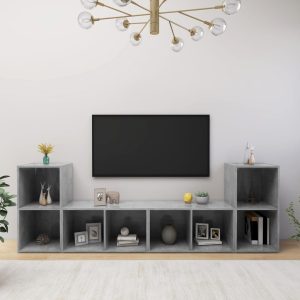 vidaXL Szafki TV, 4 szt., szarość betonu, 72x35x36,5 cm, płyta wiórowa