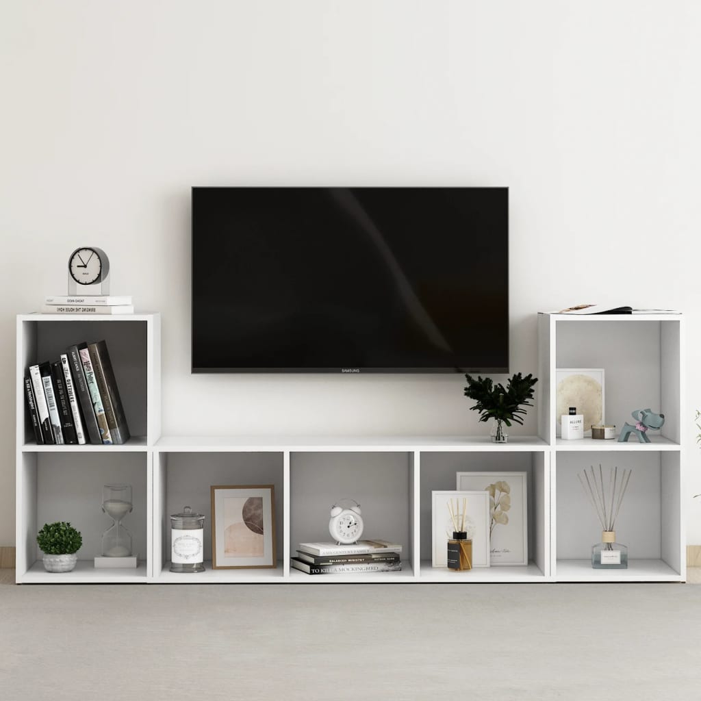 vidaXL 3-cz. zestaw szafek TV, biały, materiał drewnopochodny
