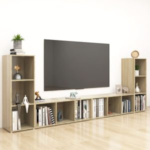 vidaXL Szafki TV, 4 szt., dąb sonoma, 107x35x37 cm