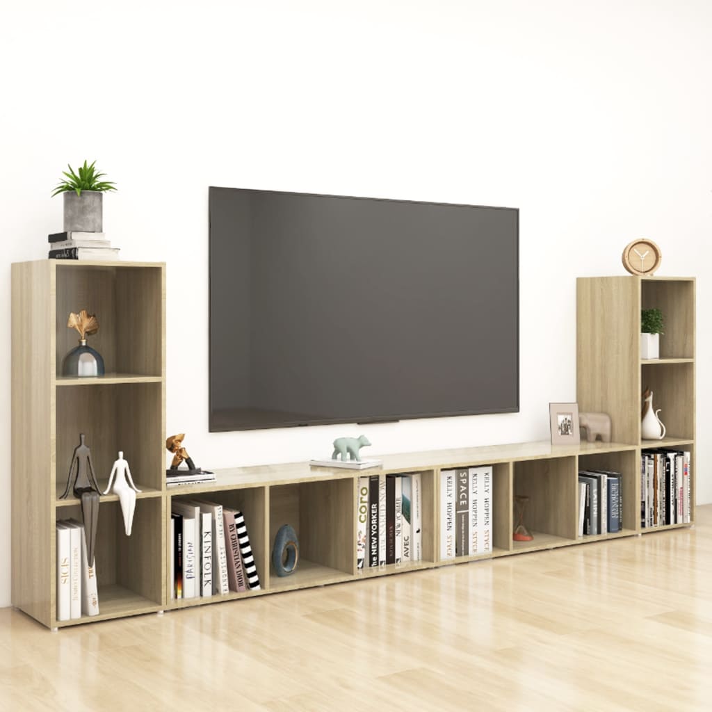 vidaXL Szafki TV, 4 szt., dąb sonoma, 107x35x37 cm