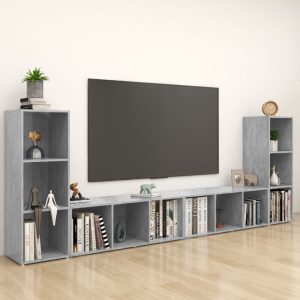 vidaXL Szafki TV, 4 szt., szarość betonu, 107x35x37 cm