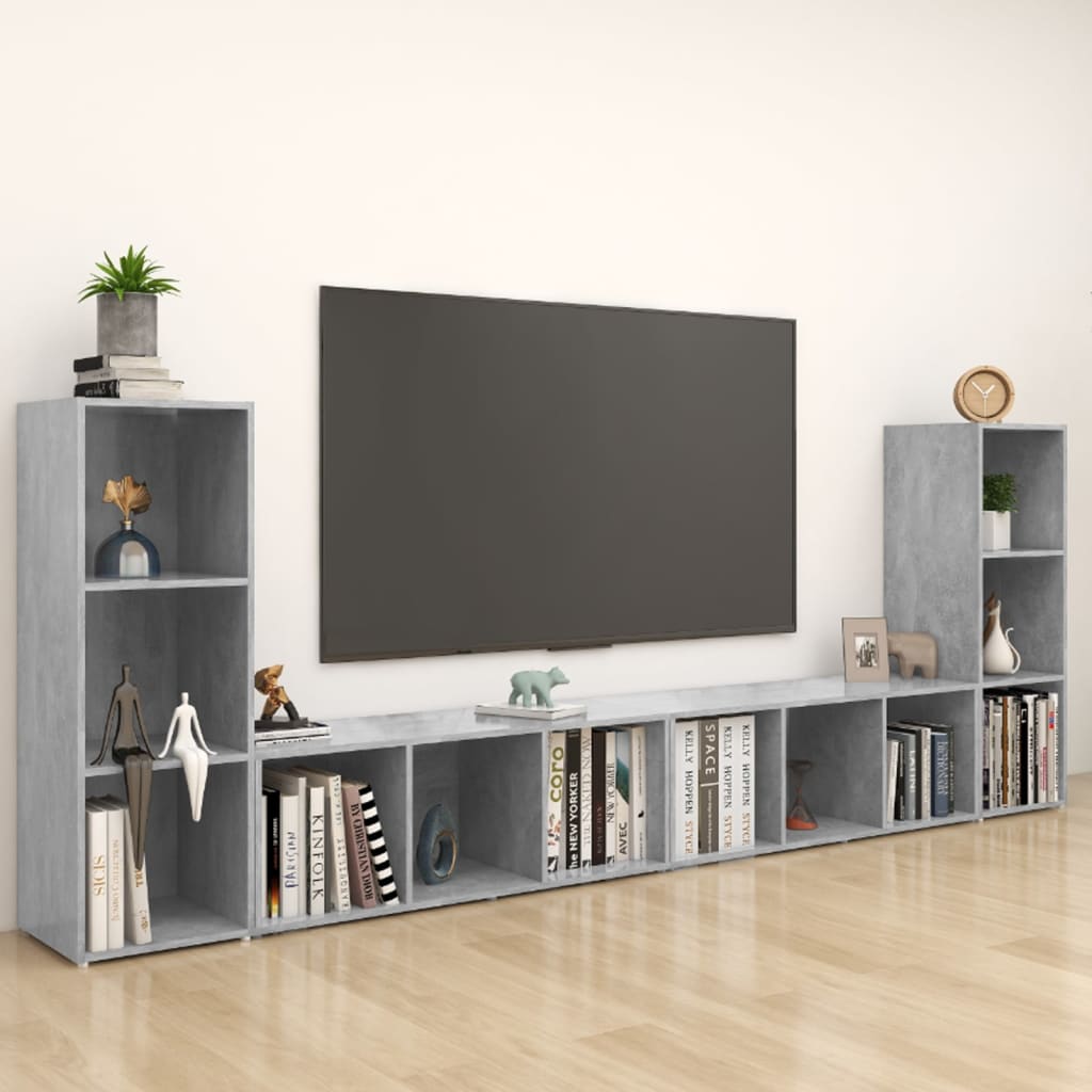 vidaXL Szafki TV, 4 szt., szarość betonu, 107x35x37 cm