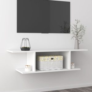 vidaXL Wisząca szafka telewizyjna, biała, 103x30x26,5 cm, płyta