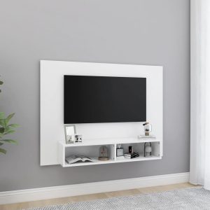 vidaXL Wisząca szafka pod TV, biała, 120×23,5×90 cm