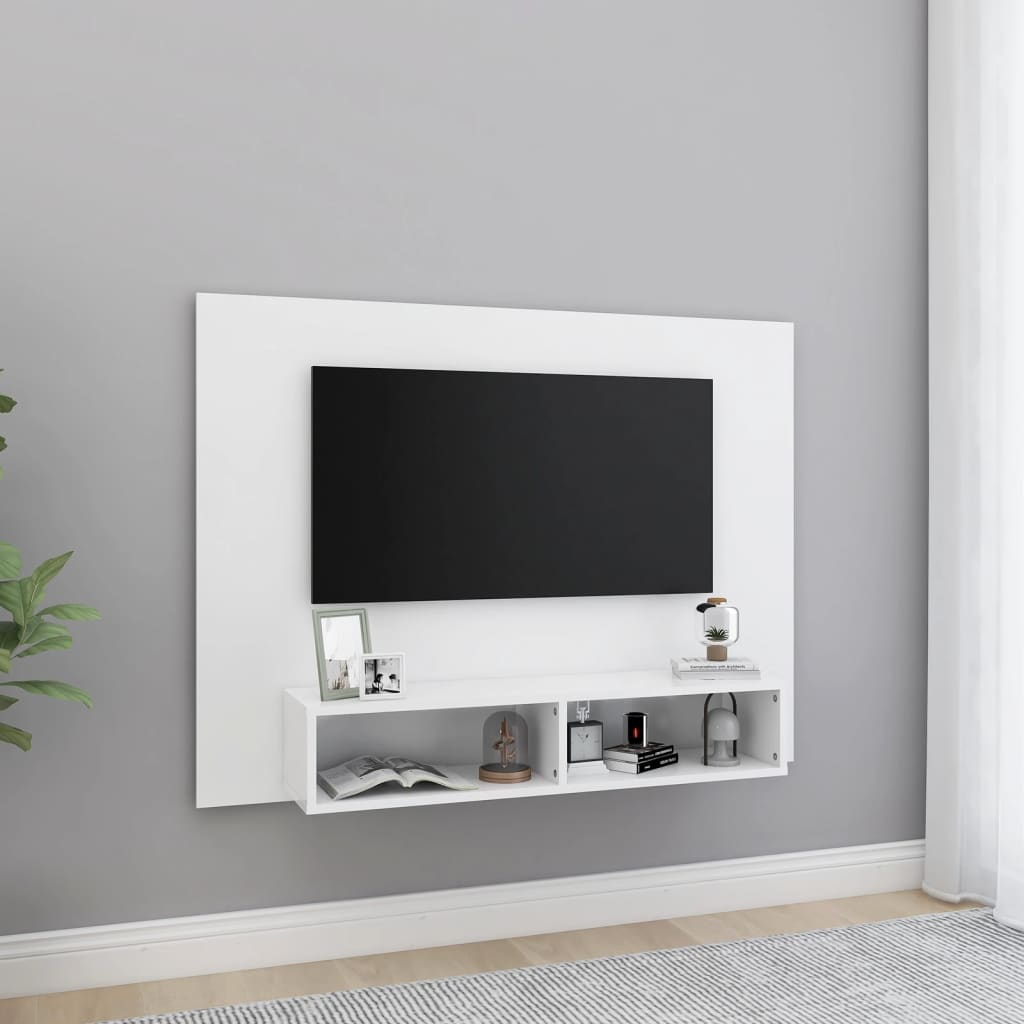 vidaXL Wisząca szafka pod TV, biała, 120×23,5×90 cm