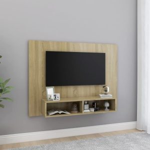 vidaXL Wisząca szafka pod TV, dąb sonoma, 120×23,5×90 cm