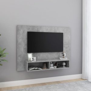 vidaXL Wisząca szafka pod TV, szarość betonu, 120×23,5×90 cm