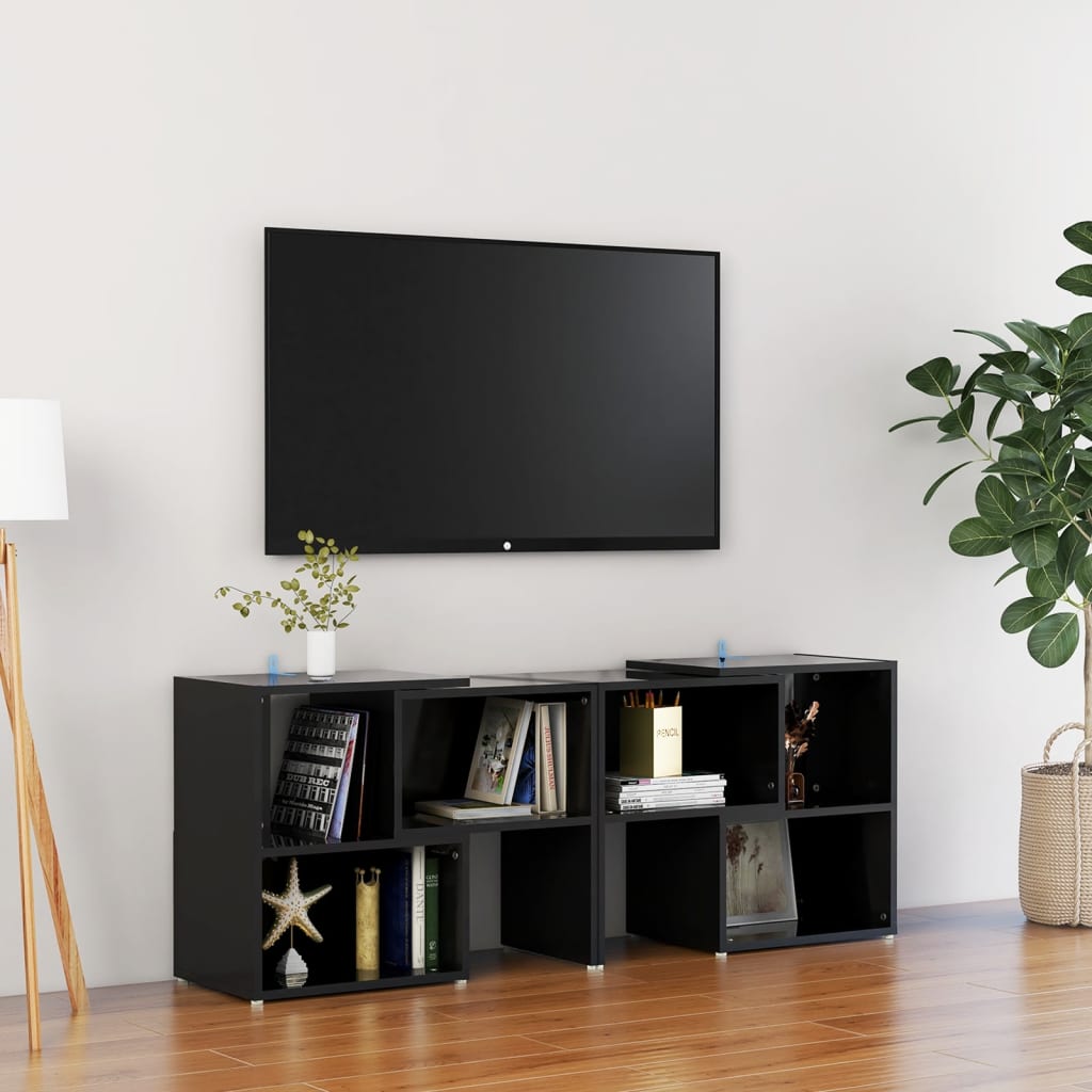 vidaXL Szafka TV, czarna, wysoki połysk, 104x30x52 cm
