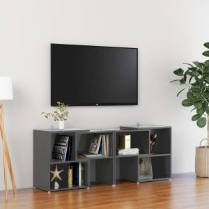 vidaXL Szafka pod TV, szara na wysoki połysk, 104x30x52 cm