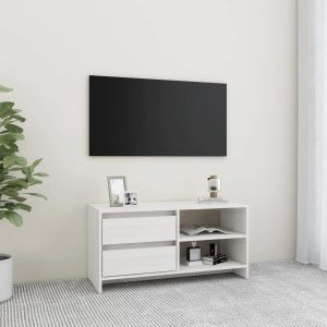 vidaXL Szafka pod telewizor, biała, 80x31x39 cm, lite drewno sosnowe