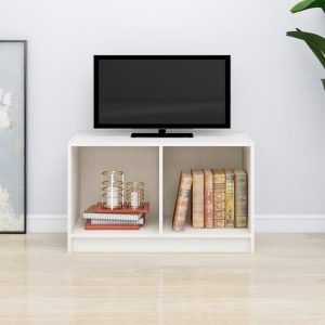vidaXL Szafka pod telewizor, biała, 70x33x42 cm, lite drewno sosnowe