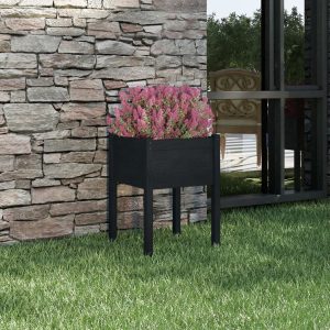 vidaXL Donica ogrodowa, czarna, 50x50x70 cm, lite drewno sosnowe