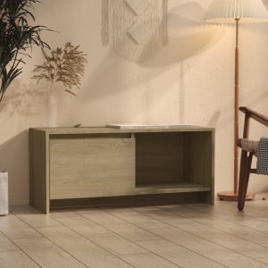 vidaXL Szafka pod TV, dąb sonoma, 90x35x40 cm, materiał drewnopochodny