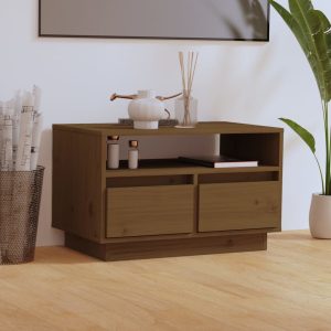 vidaXL Szafka pod TV, miodowy brąz, 60x35x37 cm, lite drewno sosnowe