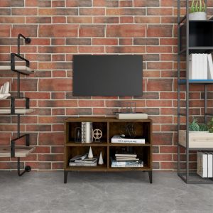 vidaXL Szafka pod TV, metalowe nóżki, przydymiony dąb, 69,5x30x50 cm