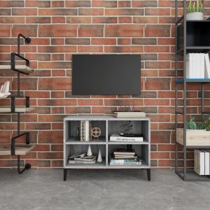 vidaXL Szafka pod TV, metalowe nóżki, szary dąb sonoma, 69,5x30x50 cm