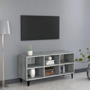 vidaXL Szafka pod TV, metalowe nóżki, szary dąb sonoma, 103,5x30x50 cm
