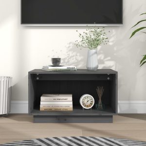 vidaXL Szafka pod telewizor, szara, 60x35x35 cm, lite drewno sosnowe