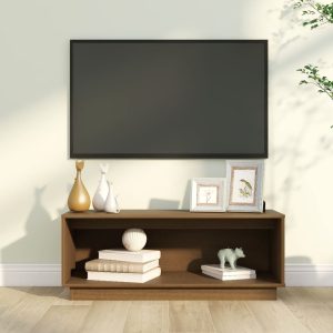 vidaXL Szafka pod TV, miodowy brąz, 90x35x35 cm, lite drewno sosnowe