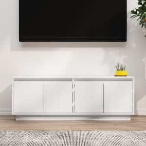 vidaXL Szafka pod telewizor, biała, 110x34x40 cm, lite drewno sosnowe