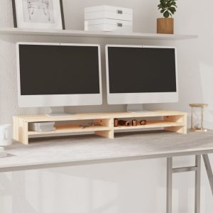 vidaXL Podstawka na monitor, 100x24x13 cm, lite drewno sosnowe