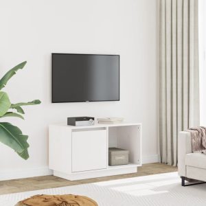 vidaXL Szafka pod telewizor, biała, 74x35x44 cm, lite drewno sosnowe