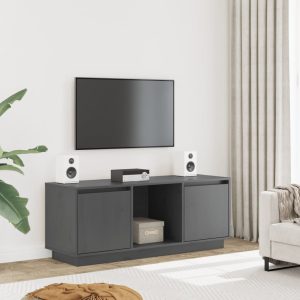 vidaXL Szafka pod telewizor, szara 110,5x35x44 cm, lite drewno sosnowe