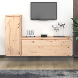 vidaXL Szafki pod TV, 2 szt., lite drewno sosnowe