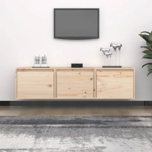 vidaXL Szafki pod TV, 3 szt., lite drewno sosnowe