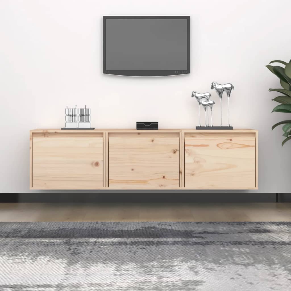 vidaXL Szafki pod TV, 3 szt., lite drewno sosnowe