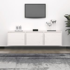 vidaXL Szafki pod TV, 3 szt., białe, lite drewno sosnowe