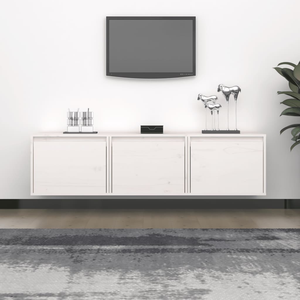 vidaXL Szafki pod TV, 3 szt., białe, lite drewno sosnowe