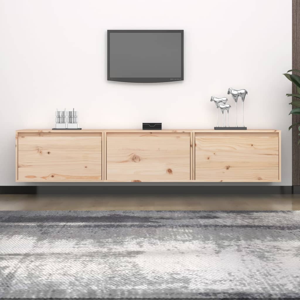 vidaXL Szafki pod TV, 3 szt., lite drewno sosnowe