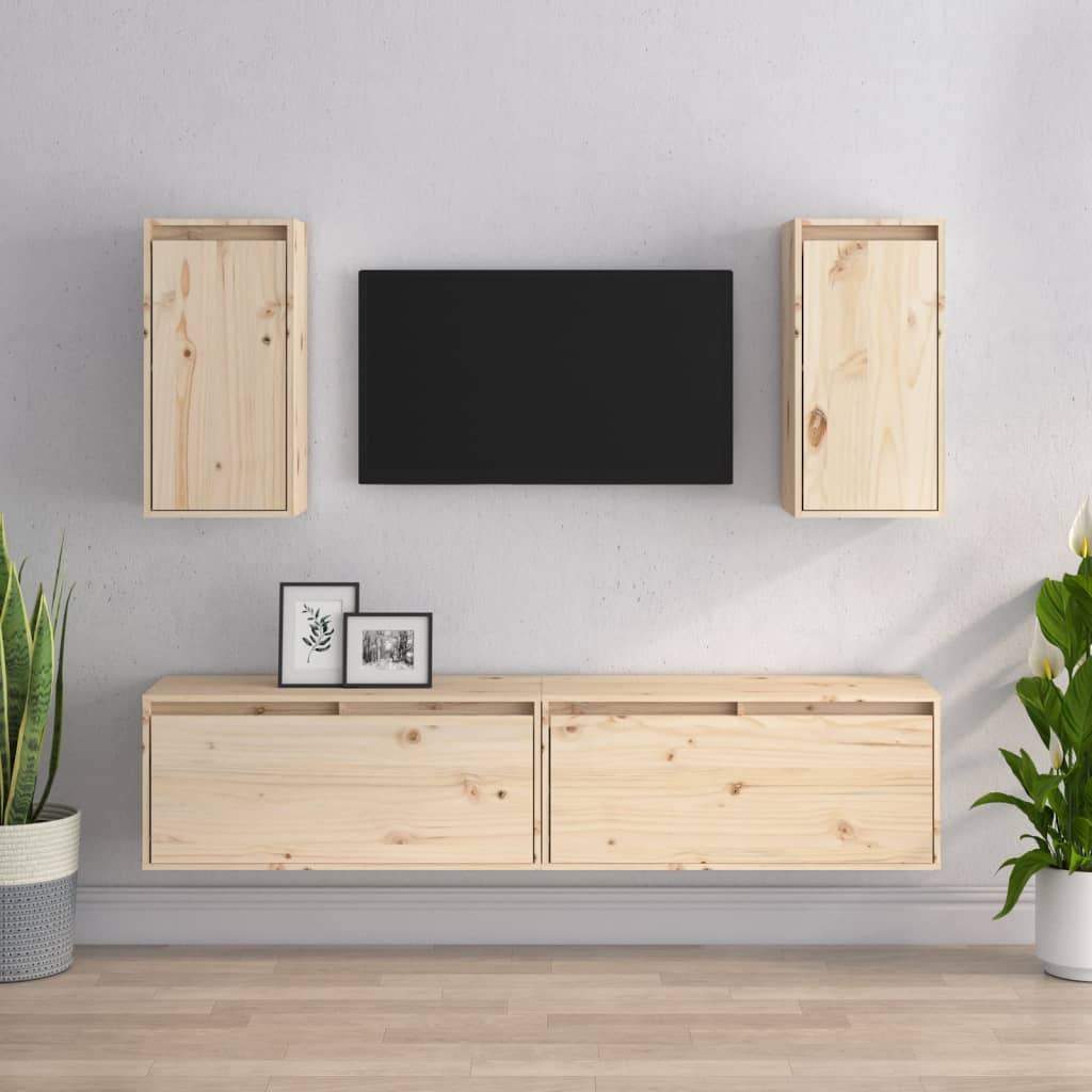 vidaXL Szafki pod TV, 4 szt., lite drewno sosnowe