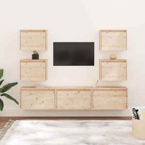 vidaXL Szafki pod TV, 7 szt., lite drewno sosnowe