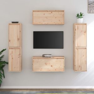 vidaXL Szafki pod TV, 6 szt., lite drewno sosnowe