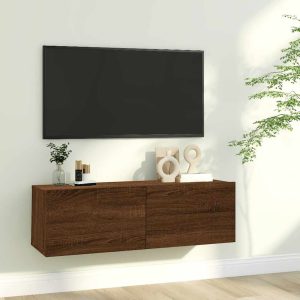 vidaXL Ścienna szafka pod telewizor, przydymiony dąb, 100x30x30 cm