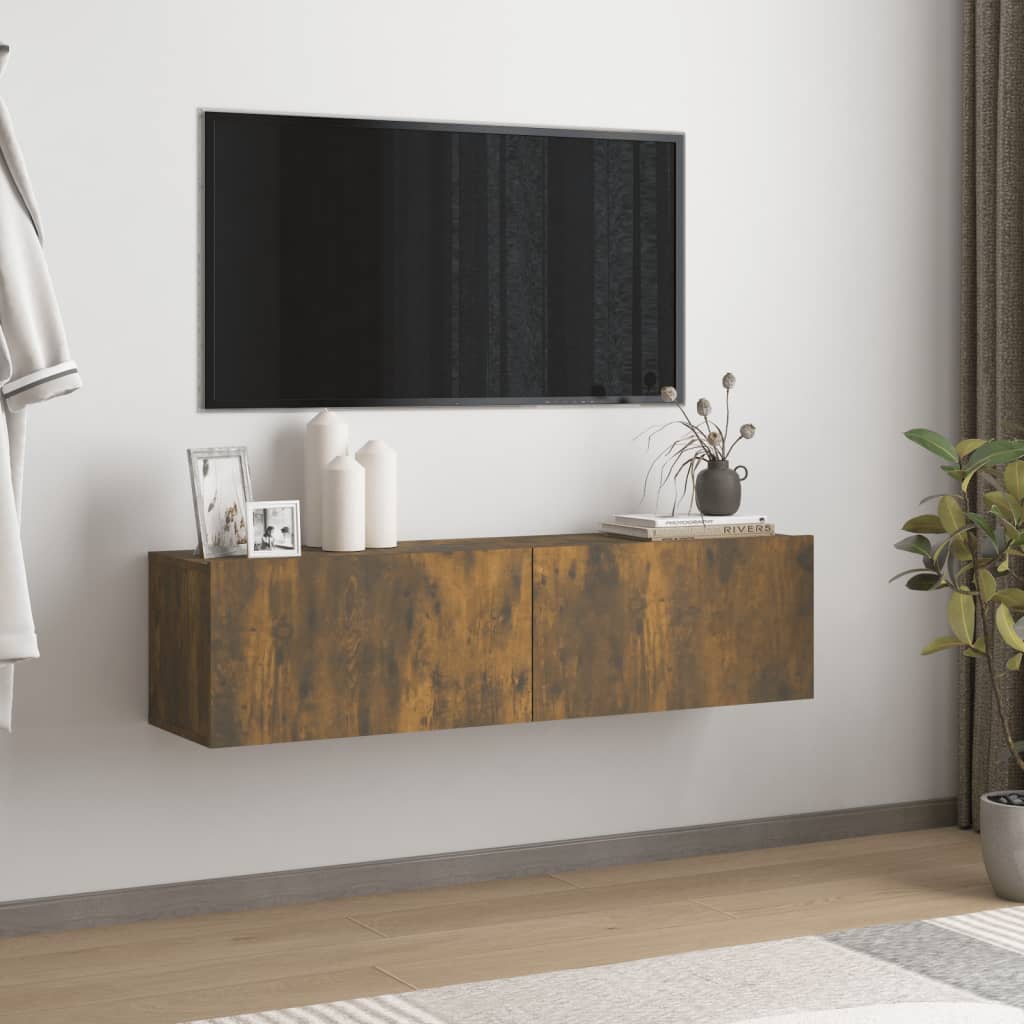 vidaXL Ścienna szafka pod telewizor, przydymiony dąb, 120x30x30 cm
