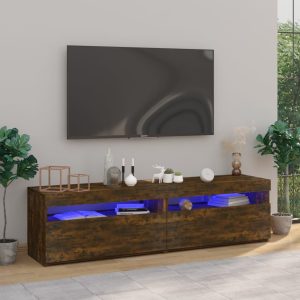 vidaXL Szafki pod TV z LED, 2 szt., przydymiony dąb, 75x35x40 cm