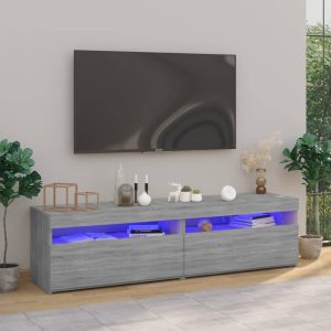 vidaXL Szafki pod TV z LED, 2 szt., szary dąb sonoma 75x35x40 cm