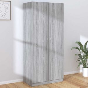 vidaXL Szafka, szary dąb sonoma, 90x52x200 cm, materiał drewnopochodny