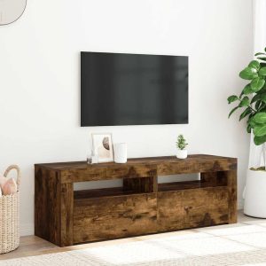 vidaXL Szafka pod TV z oświetleniem LED, przydymiony dąb, 120x35x40 cm