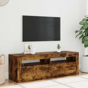 vidaXL Szafka pod TV z oświetleniem LED, przydymiony dąb, 120x35x40 cm