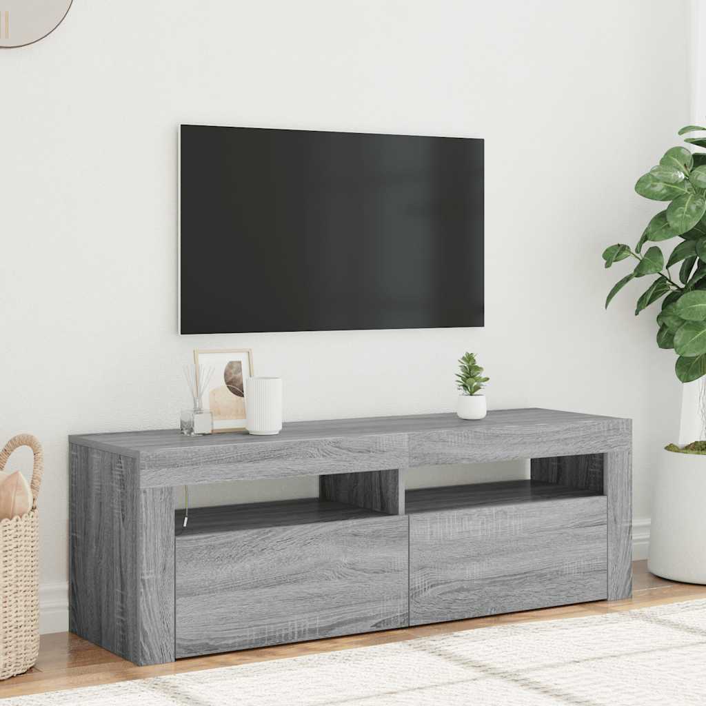 vidaXL Szafka pod TV z LED, szary dąb sonoma, 120x35x40 cm