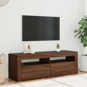 vidaXL Szafka pod TV z oświetleniem LED, brązowy dąb, 120x35x40 cm