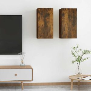 vidaXL Szafki pod telewizor, 2 szt., przydymiony dąb, 30,5x30x60 cm
