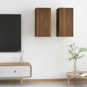 vidaXL Szafki pod telewizor, 2 szt., brązowy dąb, 30,5x30x60 cm