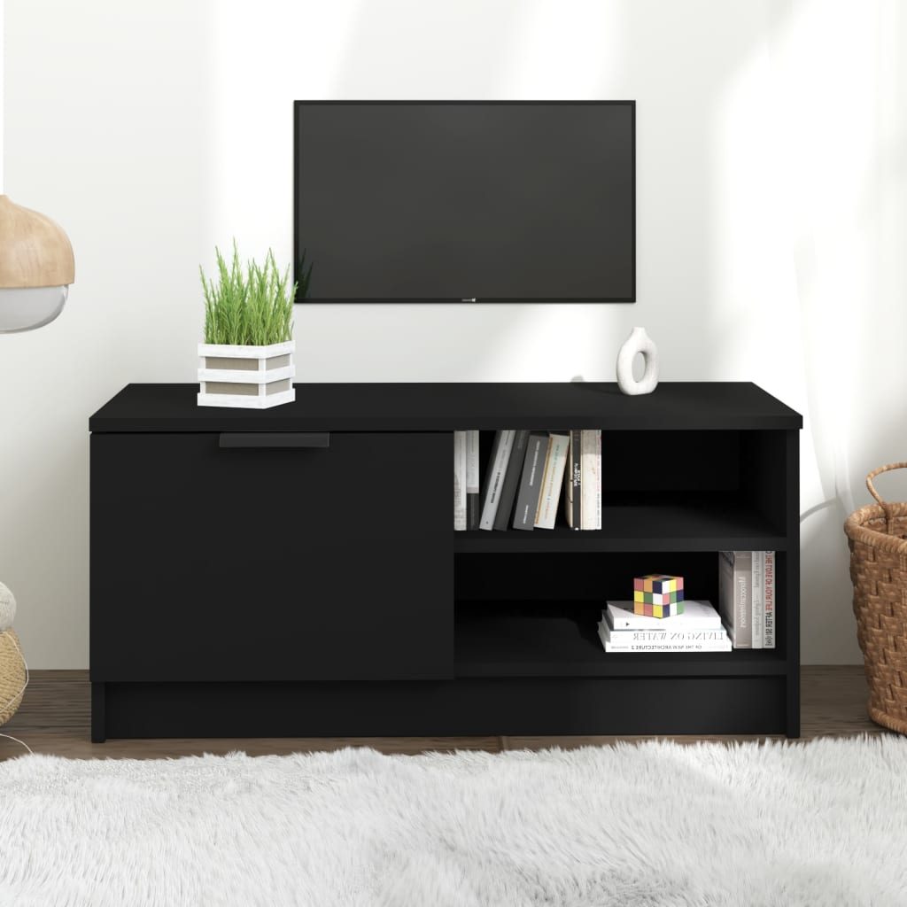 vidaXL Szafka pod TV, czarna, 80x35x36,5 cm, materiał drewnopochodny