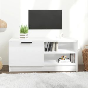vidaXL Szafka pod TV, wysoki połysk, biała, 80x35x36,5 cm